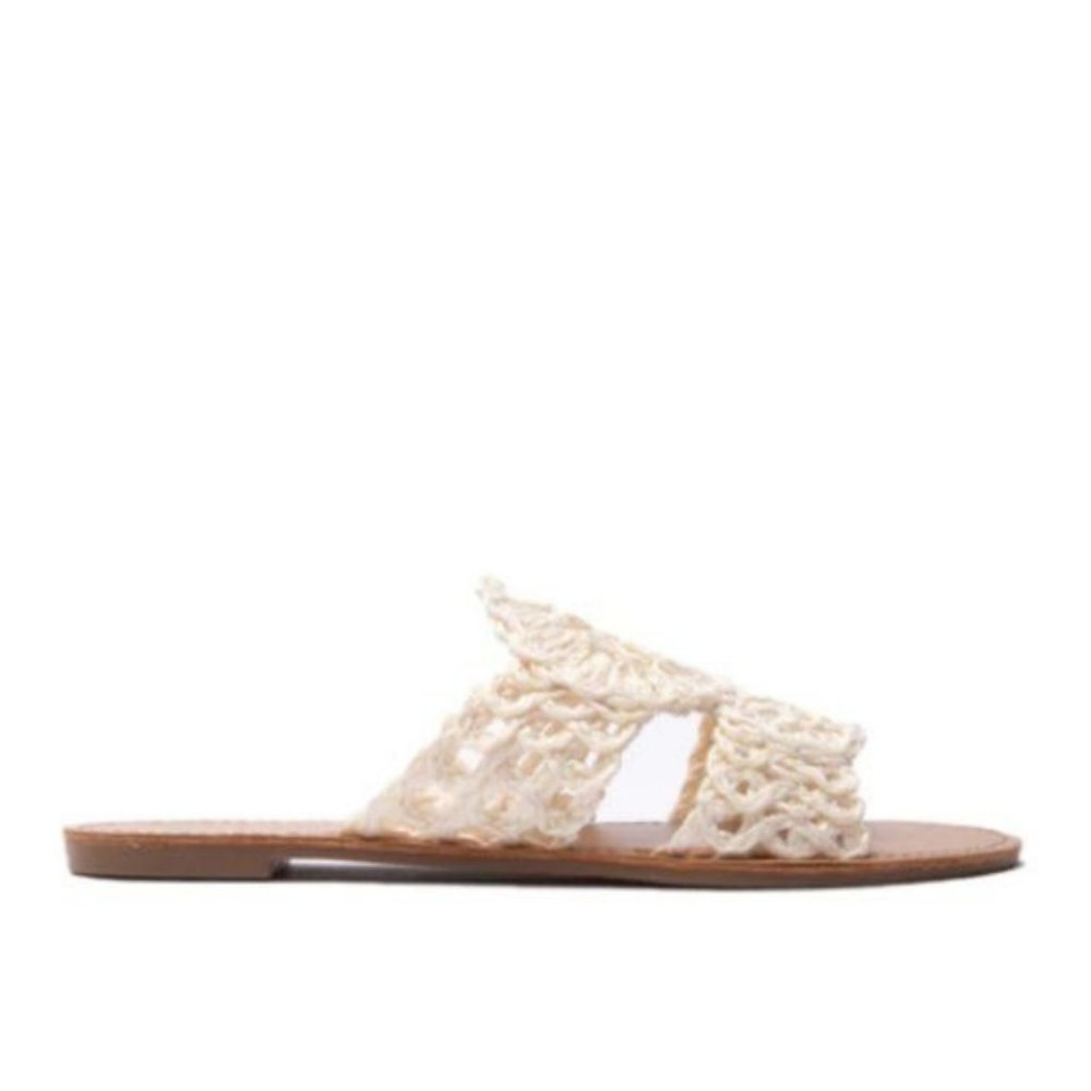 !! NEW !! Woven Raffia Slide Sandals in Cream - Picture 8 of 8